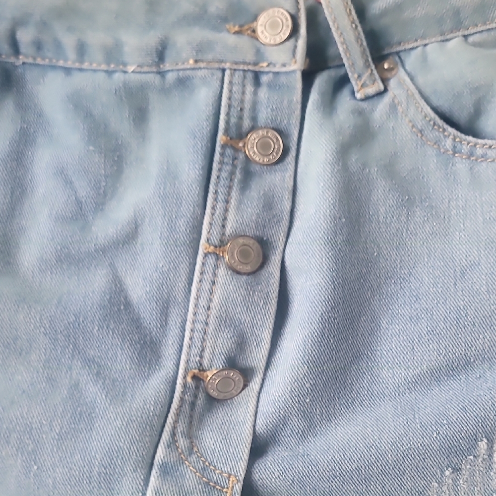 Light Blue Distressed Denim Shorts - Picture 12 of 16